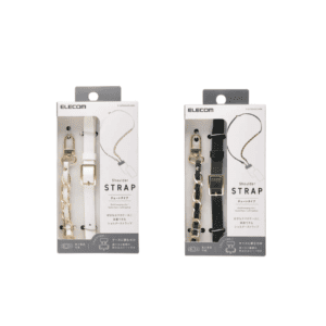 ELECOM - 日本品牌 手機皮革鏈帶肩帶 手機掛繩 連夾片套裝