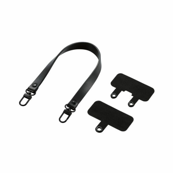 ELECOM - 皮革手機掛帶-黑色【附墊片】｜手機掛繩｜防跌 - Image 3
