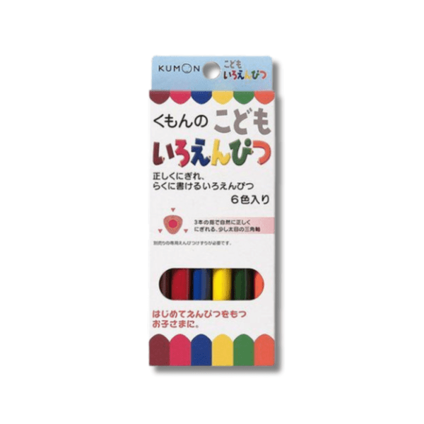 KUMON - 兒童三角杆 木顏色筆 (6色入)｜日本製造｜矯正握筆｜粗杆彩色筆 - Image 3