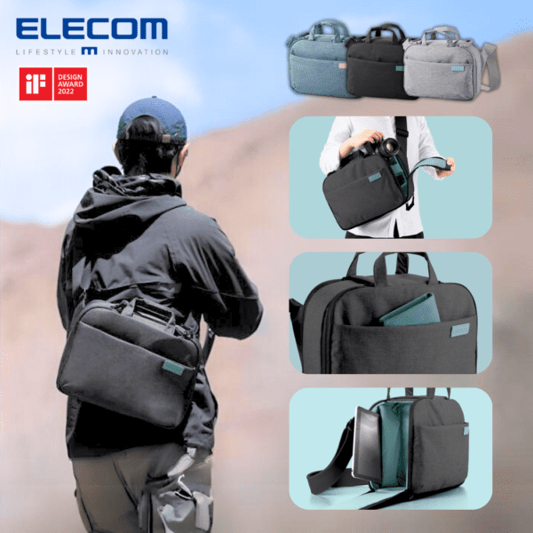 ELECOM - "Off toco" 大容量多功能相機收納斜孭袋 -【L size】｜攝影包｜單反袋｜斜挎單肩 - Image 2