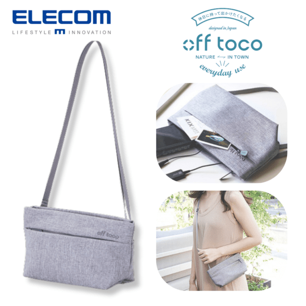 ELECOM - Off toco 帆布迷你收納側背包｜收納袋｜斜孭袋｜單肩包｜斜肩包 - 灰色｜BMA-OF02GY - Image 2