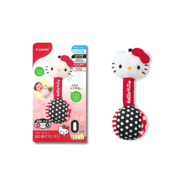 Combi - 【Hello Kitty】嬰兒布料手搖鈴玩具｜鈴鐺聲｜啞鈴型狀