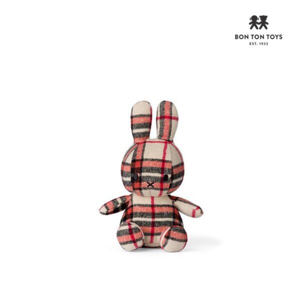 BON TON TOYS - 正品「Miffy / Snuffy」坐姿紅米色白格紋米菲兔公仔 - Image 2