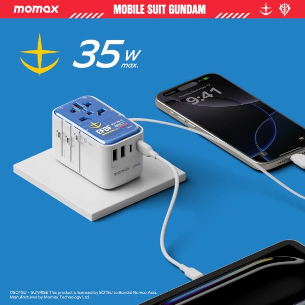 Momax 1-World+ Flow 35W 伸缩充電線旅行插座 (70厘米) | 附有 USB-C 充電線 - Image 3