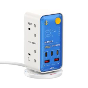 Momax 1-Charge Work-Flow 6 插座數位顯示電源盒 (附 35W USB GaN 快速充電)