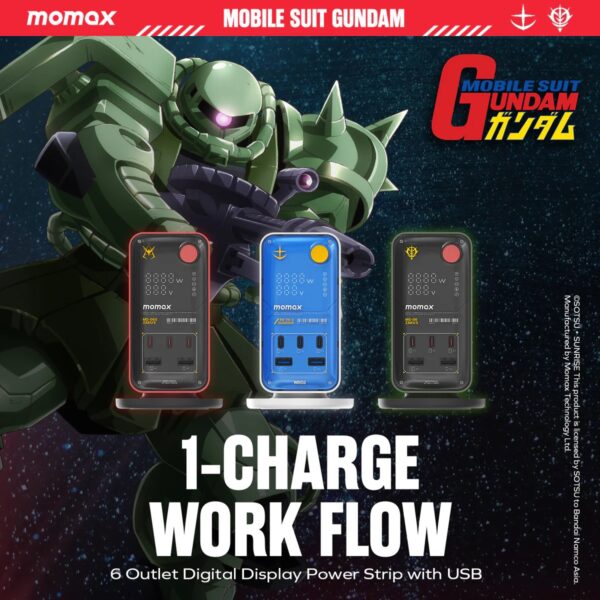 Momax 1-Charge Work-Flow 6 插座數位顯示電源盒 (附 35W USB GaN 快速充電) - Image 4