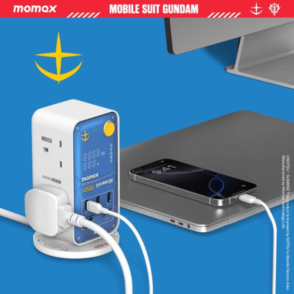 Momax 1-Charge Work-Flow 6 插座數位顯示電源盒 (附 35W USB GaN 快速充電) - Image 3